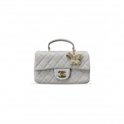 CHANEL MINI CLASSIC HANDBAG WITH TOP HANDLE AS2431 (20*12*6cm)